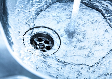 Water going down drain